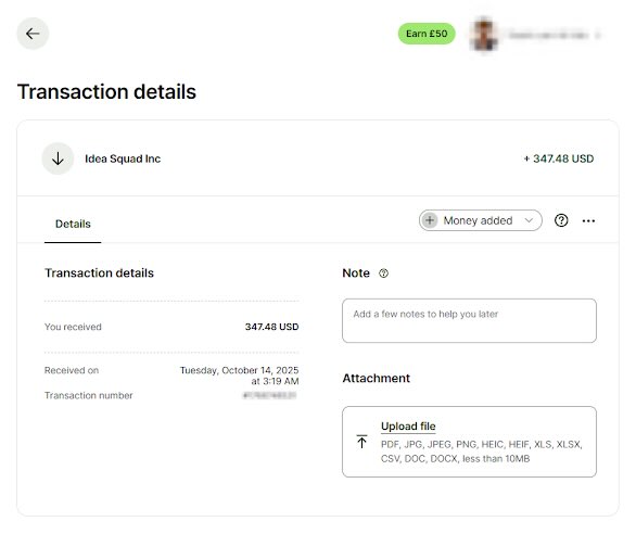 Payment Receipt from Idea Squad Inc to Masu Pi