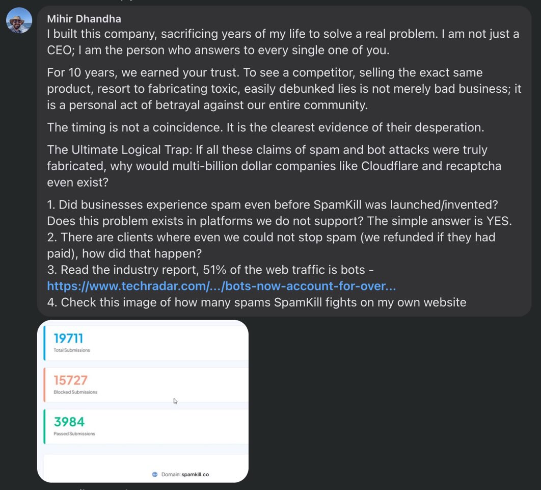 Idea Squad / SpamKill / SpamClean / Mihir Dhandha Public Response